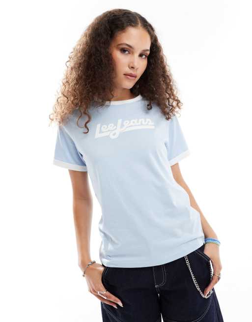 Lee ringer t-shirt in light blue | ASOS