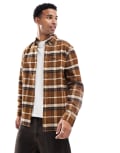 [Lee] Lee Riveted check flannel shirt relaxed fit in tan-Brown L tan