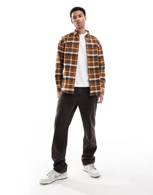 Lee Riveted check flannel shirt relaxed fit in tan, 4 of 4