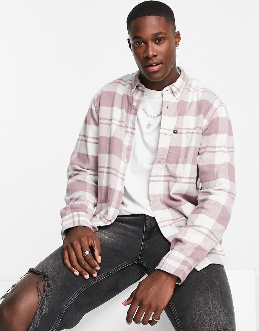 Lee riveted check heavy flannel relaxed fit shirt in lilac-Purple