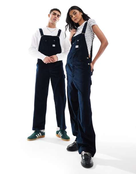 Lee - Salopette comoda unisex in velluto a coste blu navy - view 1
