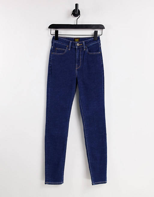 Lee Scarlett high rise skinny jeans in dark wash blue