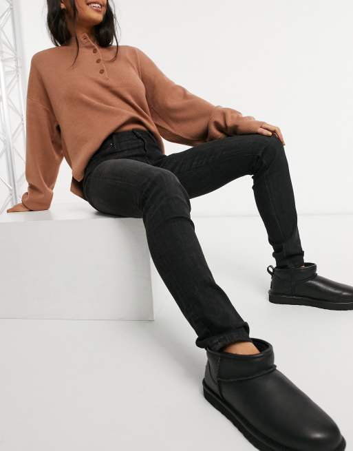 Lee – Scarlett – Skinny Jeans mit hohem Bund in verwaschenem Schwarz