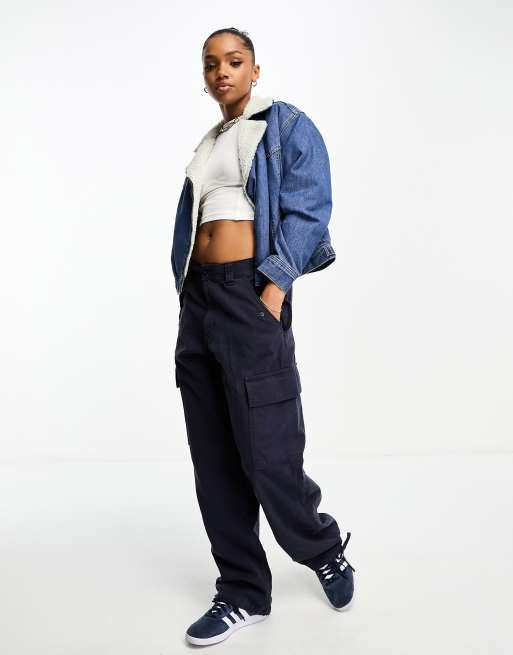 Lee sherpa denim biker jacket in blue, 4 of 4