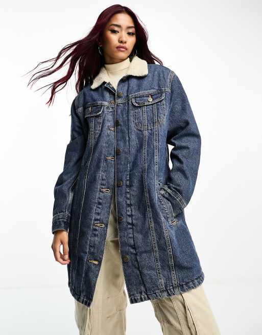 Denim cheap sherpa duster