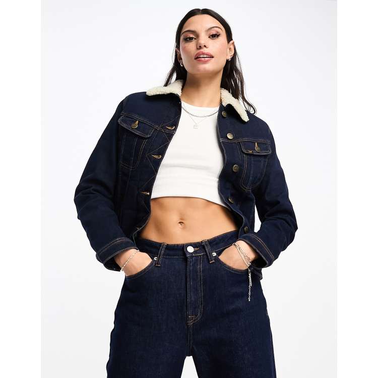 Lee sherpa lined denim jacket in dark blue rinse ASOS