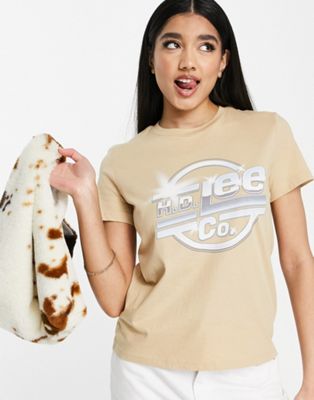 Lee slim logo t-shirt in beige