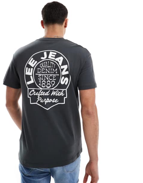 Lee - Sort afslappet T-shirt med print på ryggen - view 1