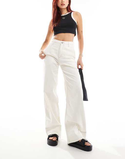 Lee Stella a line wide leg jeans in off white ASOS