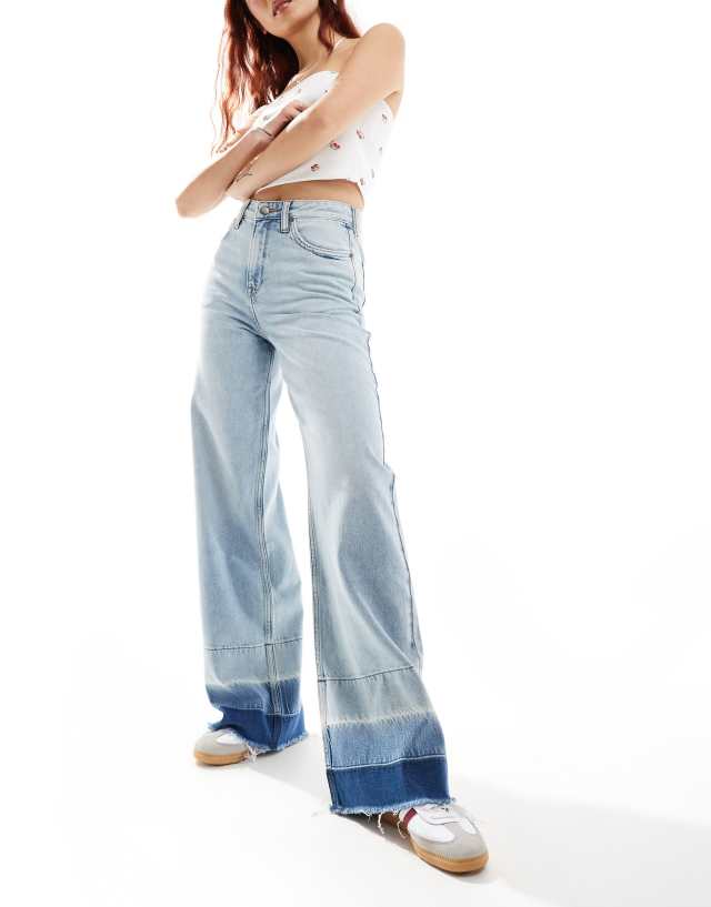 Lee - stella a line wide leg unpicked hem jeans in light wash