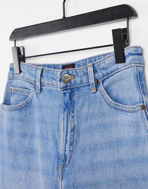 Lee – Stella – Blå a-linjeformade jeans med raka ben, hög midja och ljus tvätt , 2 av 4