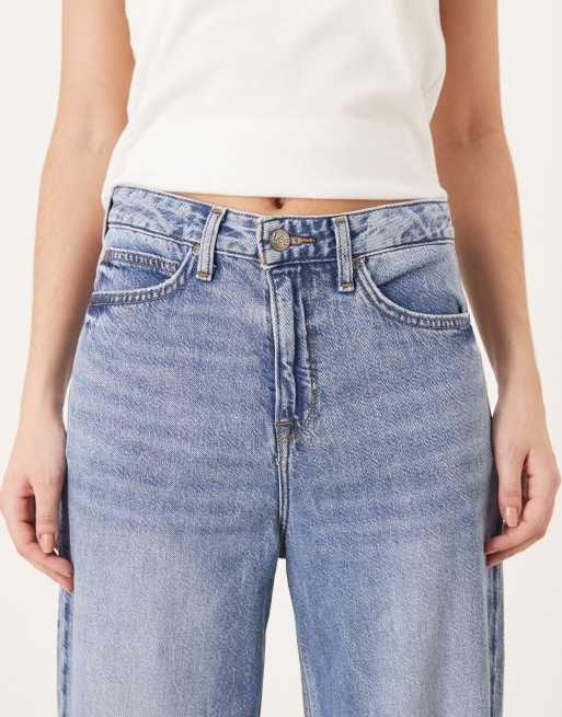 Lee Stella high rise wide leg jeans in washed mid blue, 5 of 5