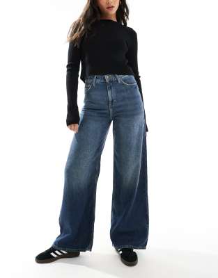 Lee - Stella - Jeans in Dunkelblau mit weitem Bein und hohem Bund