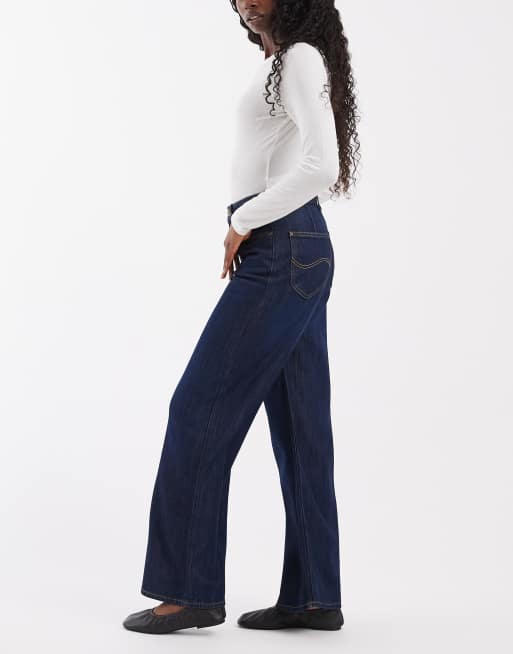 Lee Stella jeans med hög midja och vida ben i mörk indigo, 3 av 5