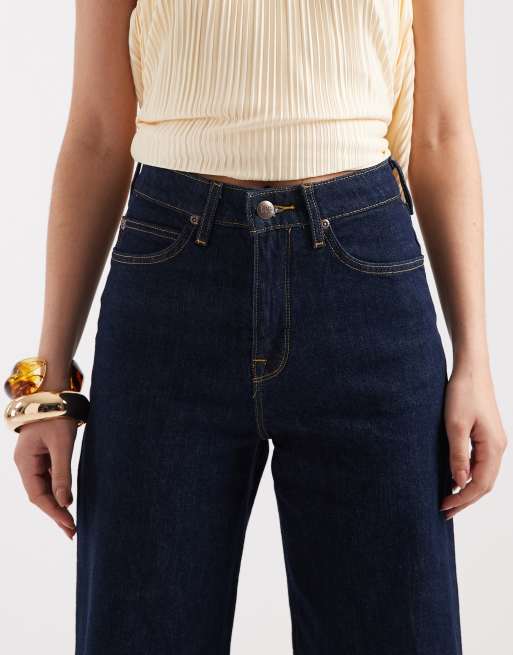 Lee - Stella - Mellemblå højtaljede jeans med vide opsmøgede ben, 4 af 5
