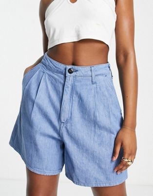 Lee stella pleated shorts in blue