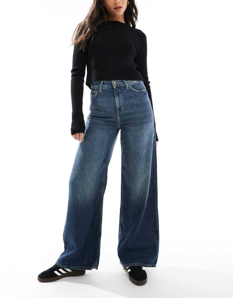 Lee Stella wide leg high waisted jeans in dark blue - view 1