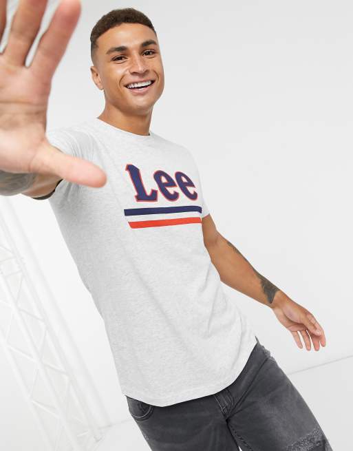 Lee stripe logo t-shirt in gray