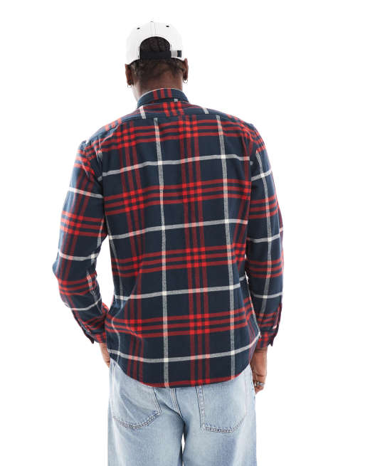 Lee - Surchemise de travail décontractée en flanelle à carreaux - Rouge/bleu marine, 3 de 4