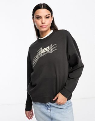 Lee graphic logo sweatshirt in washed black - ASOS Price Checker