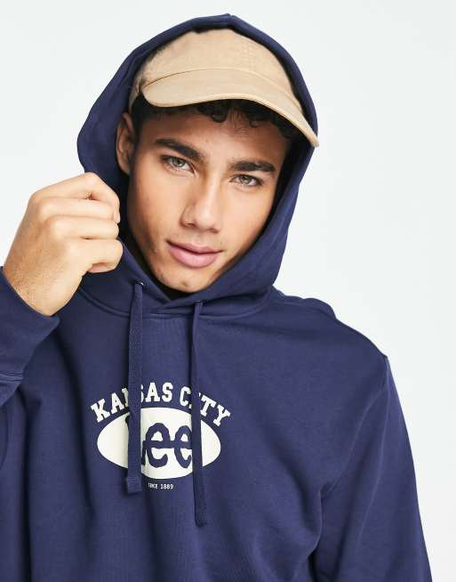 Lee sweat hoodie in navy | ASOS