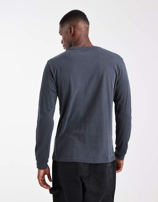 Lee - T-shirt à manches longues avec écusson à logo sur la poitrine - Noir délavé, 3 de 5