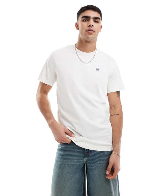 Lee - T-shirt casual vestibilità comoda color bianco sporco