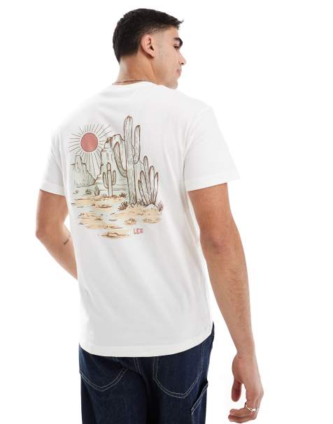 Lee - T-shirt décontracté à imprimé paysage western au dos - Blanc cassé - view 1