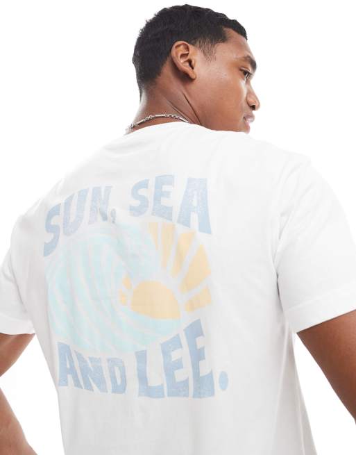 Lee - T-shirt décontracté avec motif plage au dos - Blanc, 2 de 4