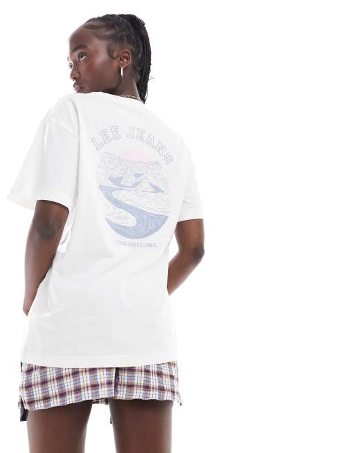 Lee – T-Shirt in Weiß mit Brust-Print