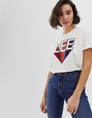 Lee - T-shirt met retrologo-Wit