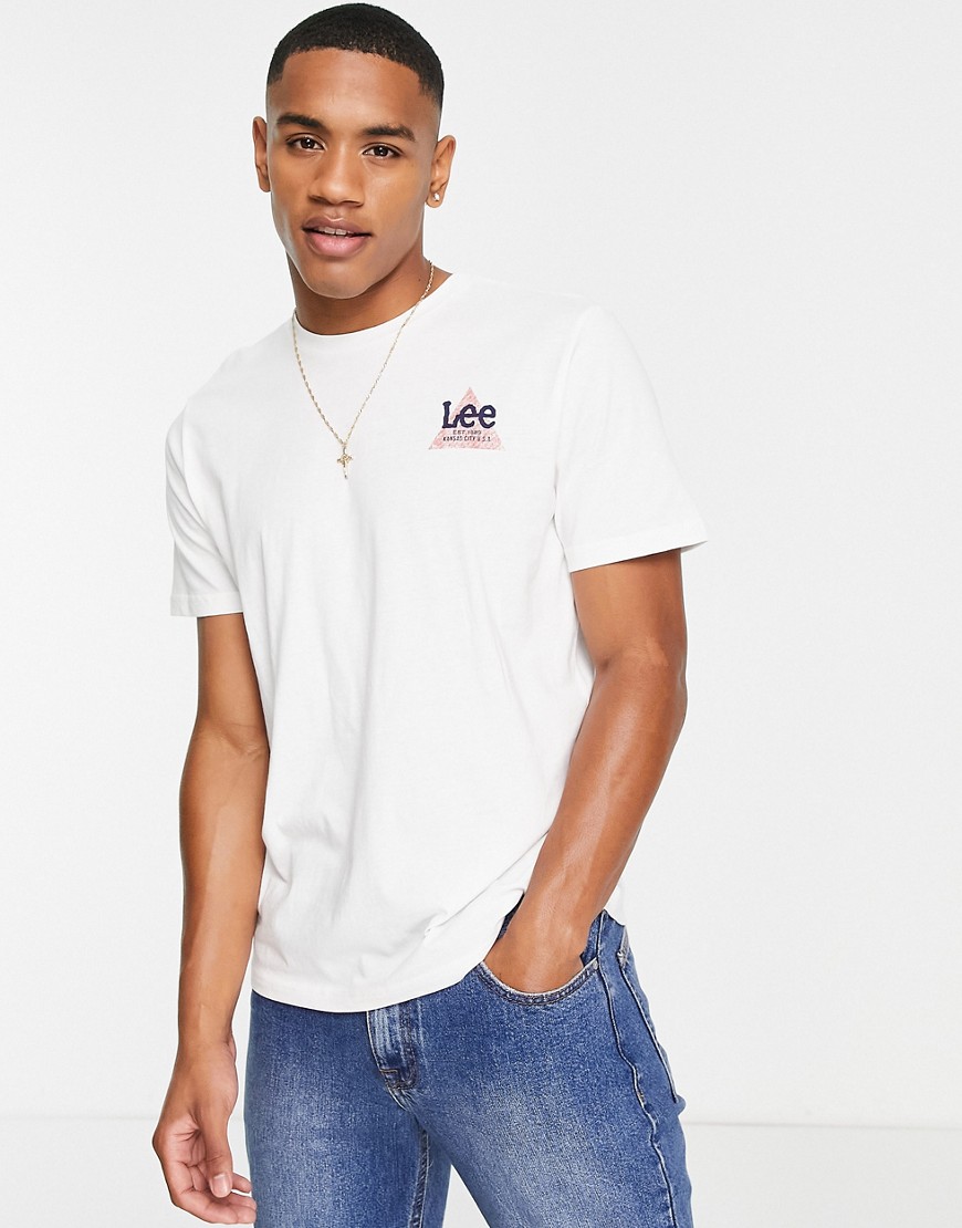 Lee – T-Shirt mit kleinem Dreieck-Logo-Weiß