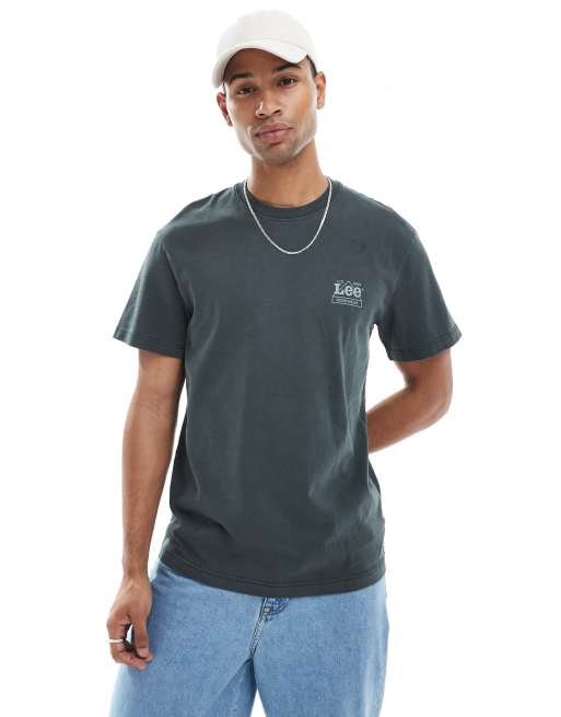 Lee - T-shirt nero slavato con stampa sul retro, 2 di 4