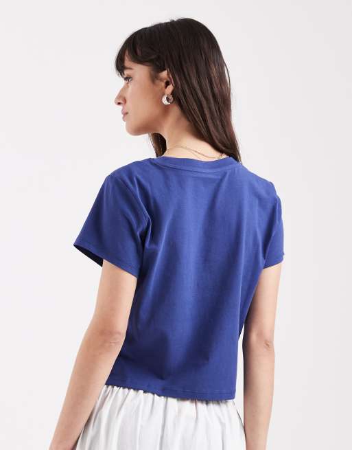 Lee - T-shirt raccourci à imprimé ange - Bleu moyen, 4 de 4
