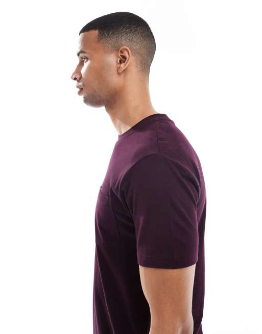Lee - T-shirt slim fit color vino scuro con tasca, 3 di 5