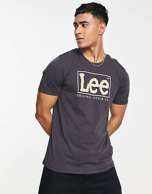 Lee t-shirt with logo print in washed black | ASOS