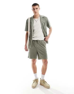 Lee Lee terry sweat shorts in washed olive green co-ord