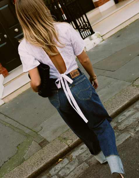 Lee tie back blouse in bright white - view 1