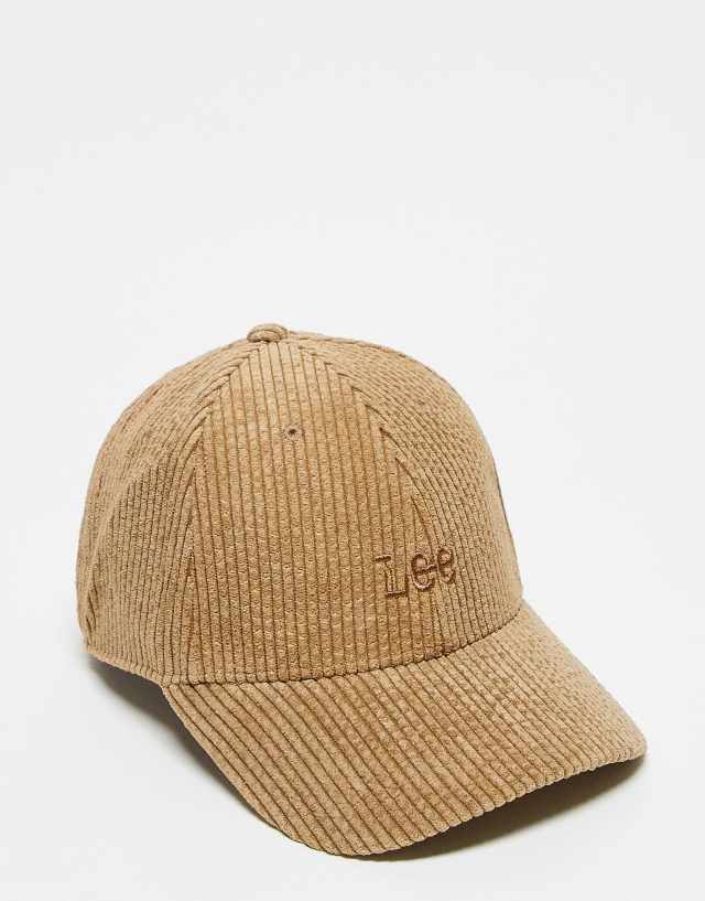 Lee tonal logo cord baseball cap in beige