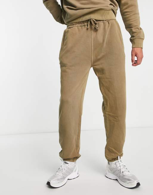 Lee tonal logo relaxed fit cuffed sweatpants in tan wash