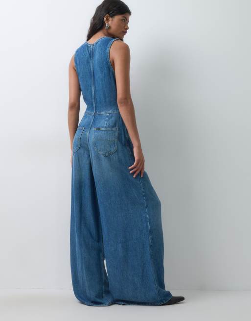 Lee tuta in denim lavaggio medio, 3 di 5