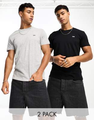 Lee twin pack jersey tees in black and grey