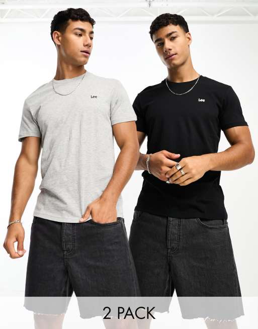 Lee - Twin Pack - Set van twee T-shirts in zwart en grijs