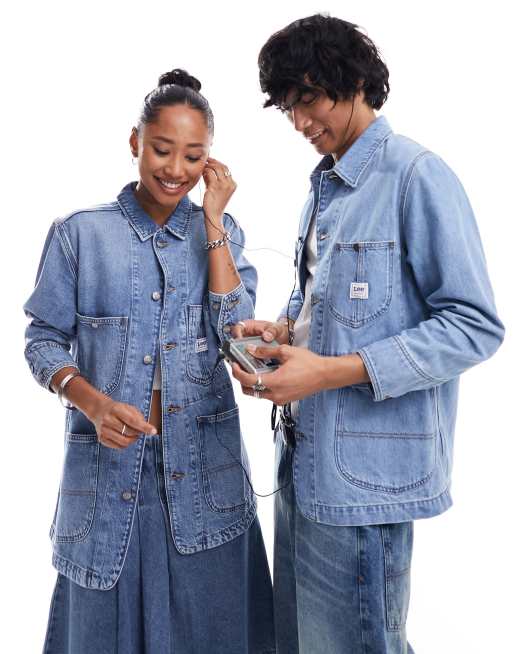 Lee unisex loco denim workwear jacket relaxed fit in light wash