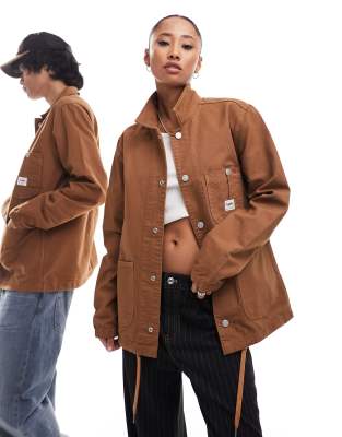 Lee - Unisex-Trainerjacke in Braun mit lockerem Schnitt und Workwear-Details-Brown