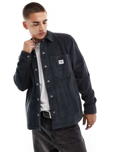 Lee unisex worker cord overshirt relaxed fit in charcoal - view 1