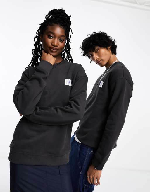 Lee unisex workwear capsule label logo relaxed fit sweatshirt in washed