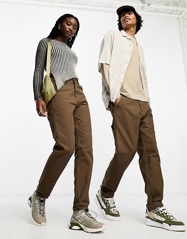 Lee - unisex workwear capsule relaxed canvas carpenter trousers in truffle tan