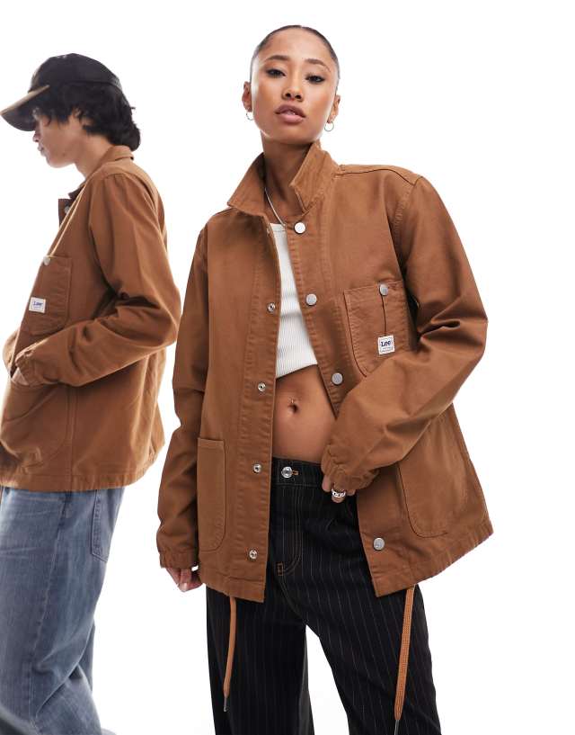 Lee - unisex workwear coach jacket relaxed fit in brown