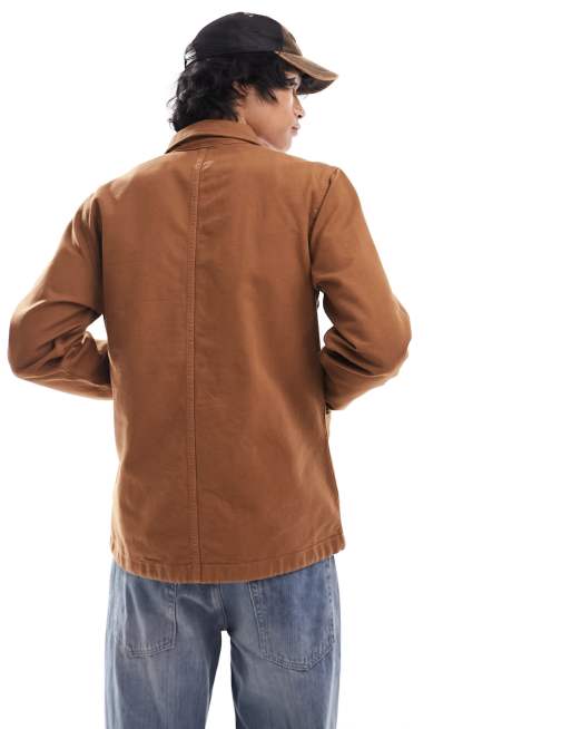 Lee unisex workwear coach jacket relaxed fit in brown | ASOS